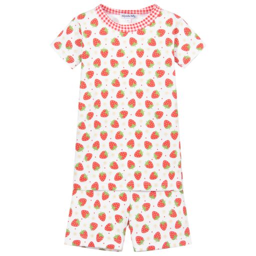Magnolia Baby-بيجاما شورت قطن بيما جيرسي لون أبيض للبنات | Childrensalon Outlet