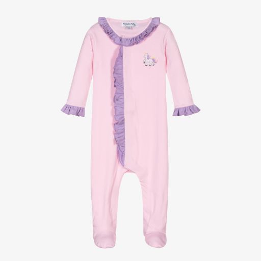 Magnolia Baby-Pima Cotton Unicorn Babygrow | Childrensalon Outlet