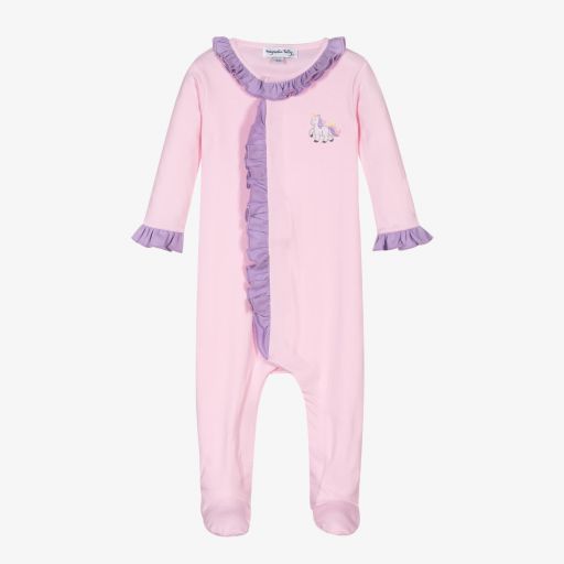 Magnolia Baby-Pima Cotton Unicorn Babygrow | Childrensalon Outlet