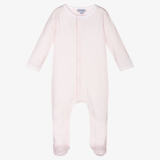 Magnolia Baby-Pink Pima Cotton Babygrow | Childrensalon Outlet