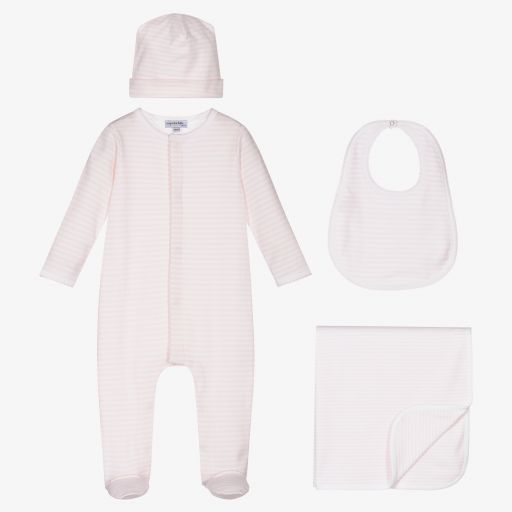 Magnolia Baby-Pink Pima Cotton Babysuit Set | Childrensalon Outlet