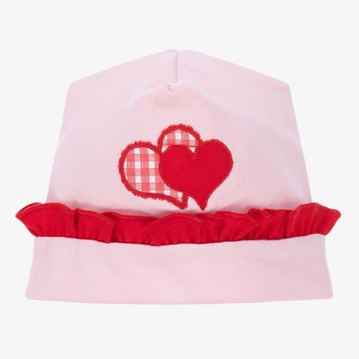 Magnolia Baby-Розовая шапка из хлопка пима с сердечками | Childrensalon Outlet