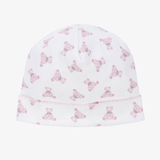Magnolia Baby-Pink & White Teddy Baby Hat | Childrensalon Outlet