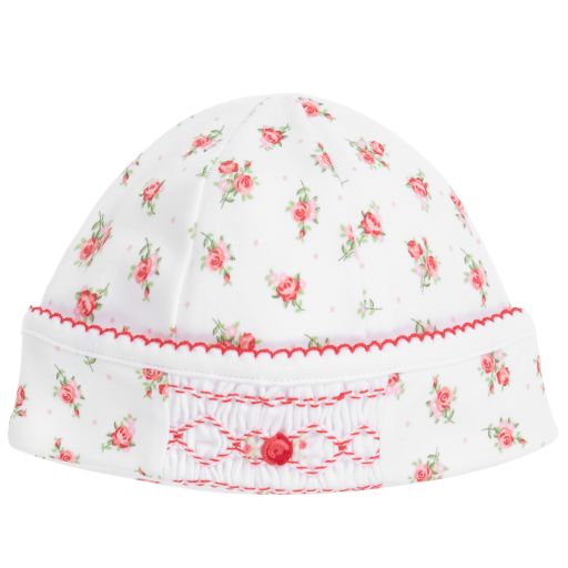 Magnolia Baby-Бело-розовая шапочка из хлопка пима | Childrensalon Outlet