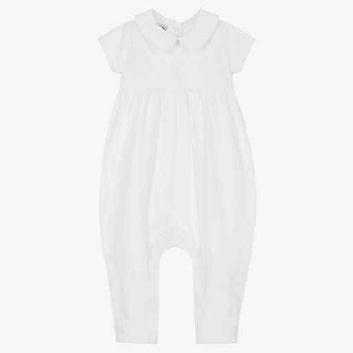 Magnolia Baby-White Blessed Cross Pima Cotton Babygrow | Childrensalon Outlet