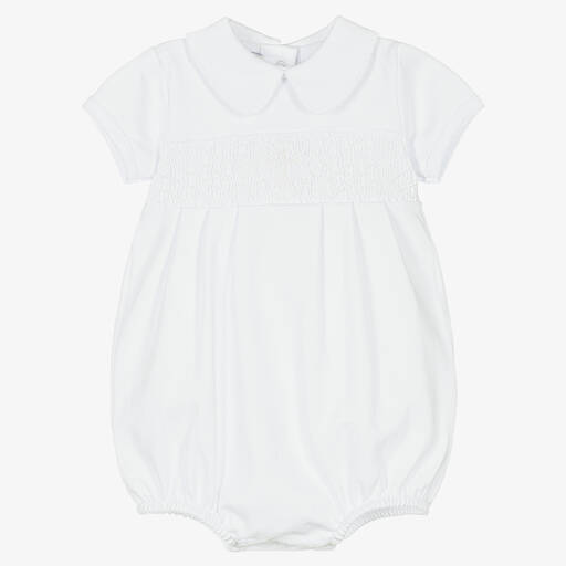 Magnolia Baby-White Blessed Pima Cotton Baby Shortie | Childrensalon Outlet