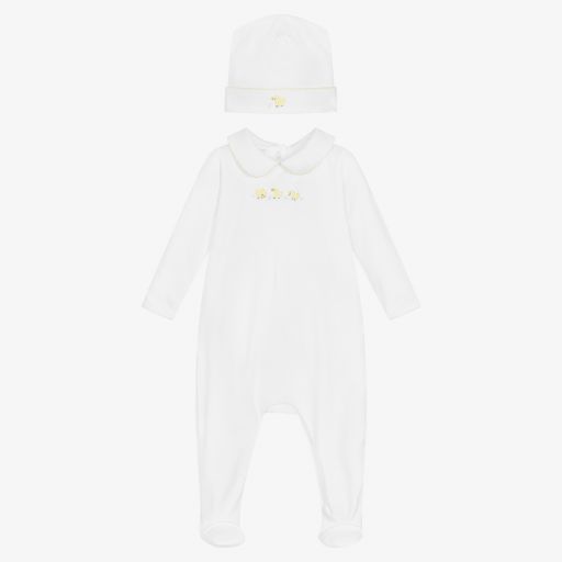 Magnolia Baby-White Chicky Babygrow Set | Childrensalon Outlet