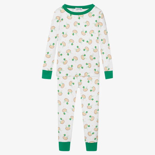 Magnolia Baby-Бело-зеленая пижама с утками | Childrensalon Outlet