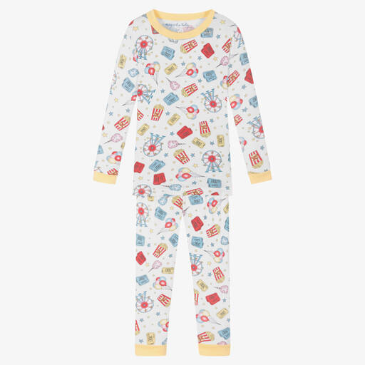 Magnolia Baby-White Jersey Day At The Fair Pyjamas | Childrensalon Outlet
