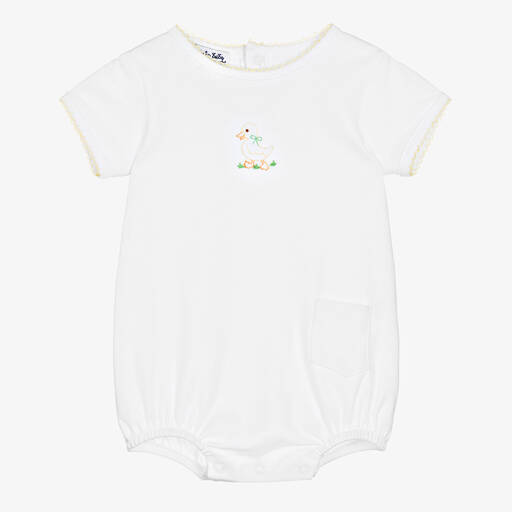 Magnolia Baby-Белый песочник из хлопка пима с утенком | Childrensalon Outlet