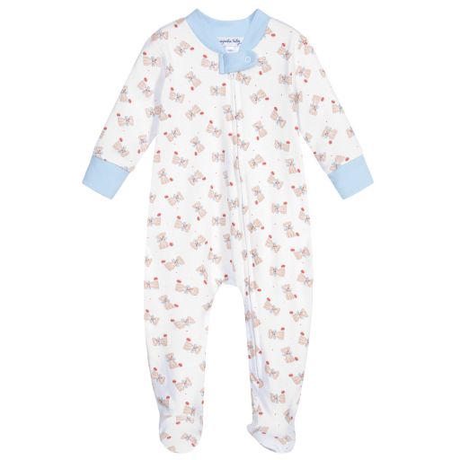 Magnolia Baby-Weißer Strampler aus Pima-Baumwolle | Childrensalon Outlet