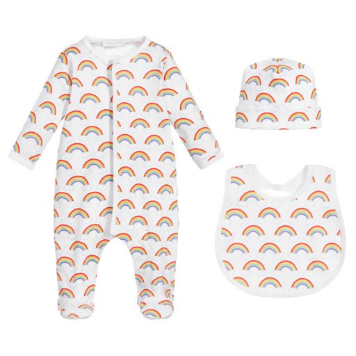 Magnolia Baby-White Pima Cotton Babygrow Set | Childrensalon Outlet