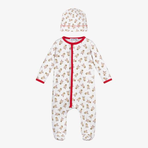 Magnolia Baby-White Pima Cotton Babygrow Set | Childrensalon Outlet