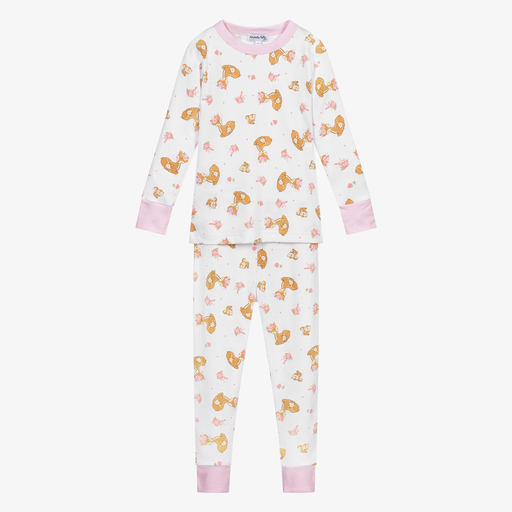 Magnolia Baby-White Pima Cotton Fawn Pyjamas | Childrensalon Outlet