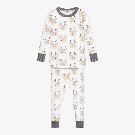 Magnolia Baby-White Pima Cotton Fawn Pyjamas | Childrensalon Outlet