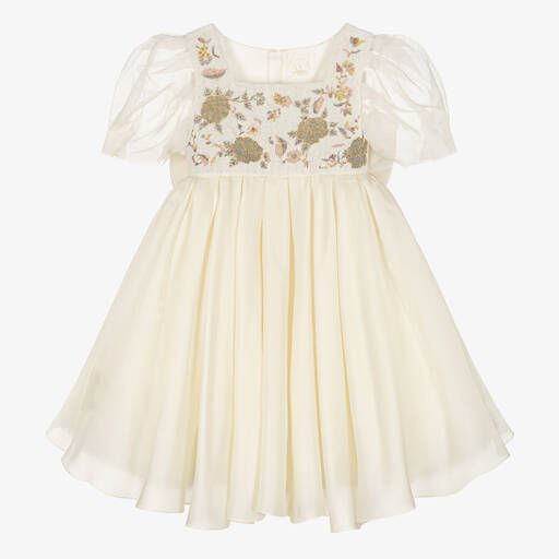Maison Ava-Besticktes Satin-Organzakleid elf. | Childrensalon Outlet