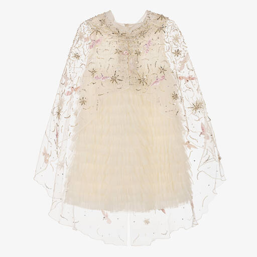 Maison Ava-Girls Ivory Tulle Cape Dress | Childrensalon Outlet