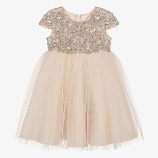 Maison Ava-Rosa Strass-Tüllkleid mit Falten | Childrensalon Outlet