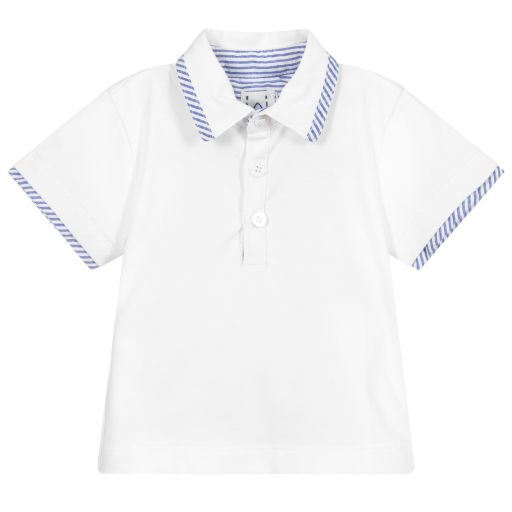 Malvi & Co-Baby Boys White Polo Shirt | Childrensalon Outlet