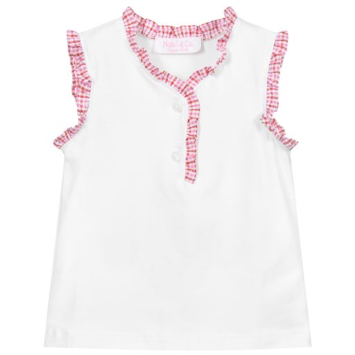 Malvi & Co-Baby Girls White Cotton Top | Childrensalon Outlet