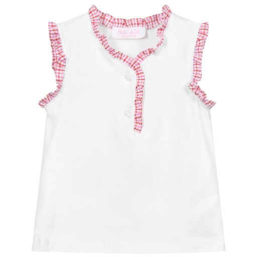 Malvi & Co-Baby Girls White Cotton Top | Childrensalon Outlet