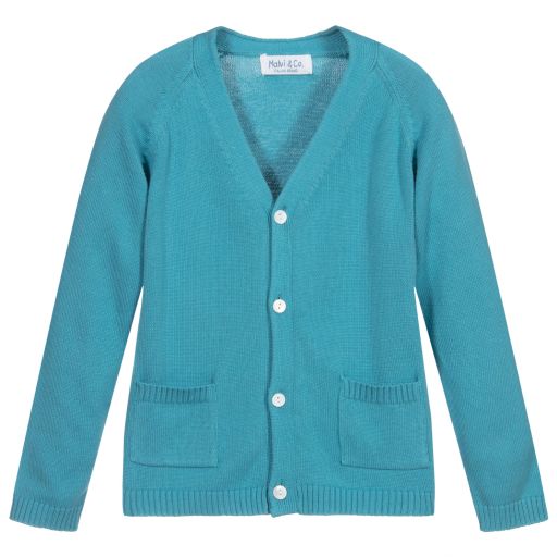Malvi & Co-Blue Cotton Knit Cardigan | Childrensalon Outlet