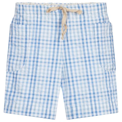 Malvi & Co-Blue & White Check Baby Shorts | Childrensalon Outlet