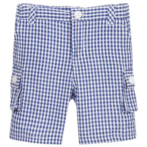 Malvi & Co-Blue & White Check Baby Shorts | Childrensalon Outlet