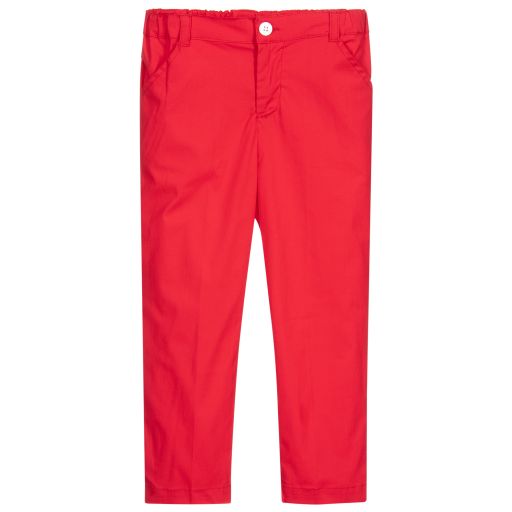 Malvi & Co-Boys Red Cotton Trousers | Childrensalon Outlet