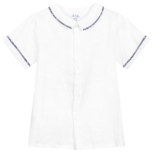 Malvi & Co-قميص كتّان لون أبيض | Childrensalon Outlet