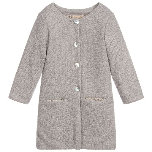 Malvi & Co-Girls Grey Wool Blend Coat | Childrensalon Outlet