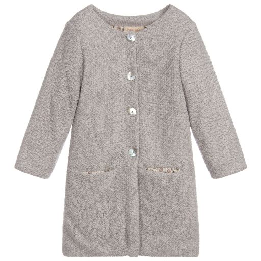 Malvi & Co-معطف أطفال بناتي مزيج صوف لون رمادي | Childrensalon Outlet