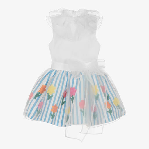Mama Luma-Белая блузка и голубая юбка с деталями из органзы | Childrensalon Outlet
