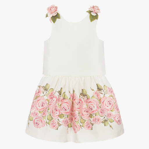 Mama Luma-Girls Ivory & Pink Rose Skirt Set | Childrensalon Outlet