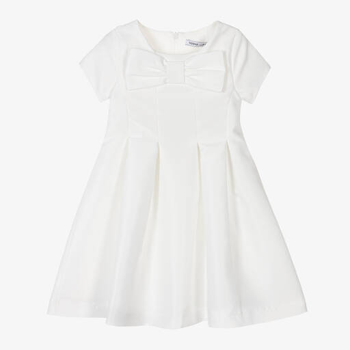 Mama Luma-Robe ivoire en satin à nœud fille | Childrensalon Outlet