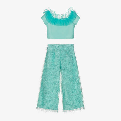 Mama Luma-Girls Mint Green Trouser Set | Childrensalon Outlet