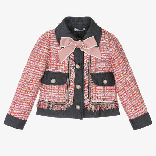 Mama Luma-Blazer rose en tweed fille | Childrensalon Outlet