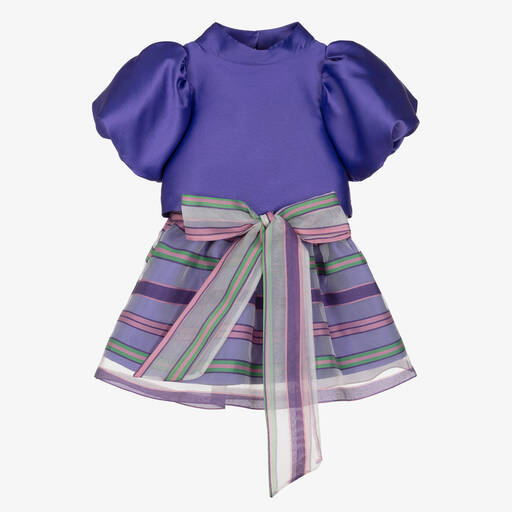 Mama Luma-Girls Purple Stripe Skirt Set | Childrensalon Outlet