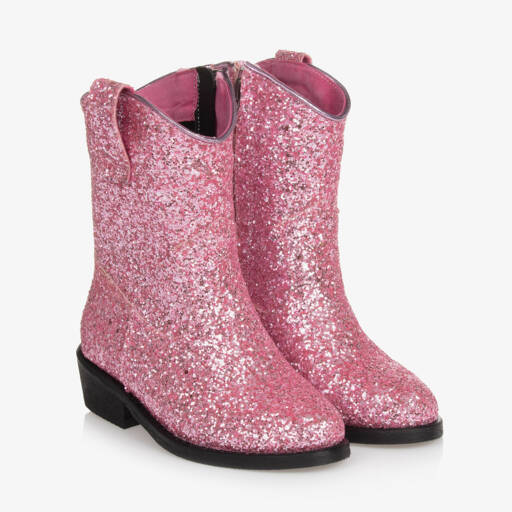 Mama Luma-Girls Sparkling Pink Western Boots | Childrensalon Outlet