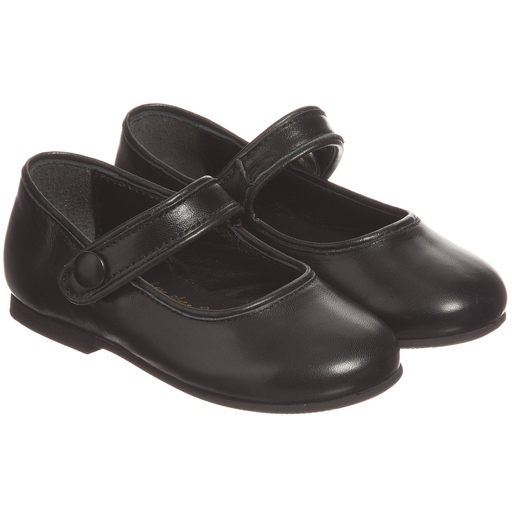 Manuela de Juan-Girls Black Leather Shoes | Childrensalon Outlet