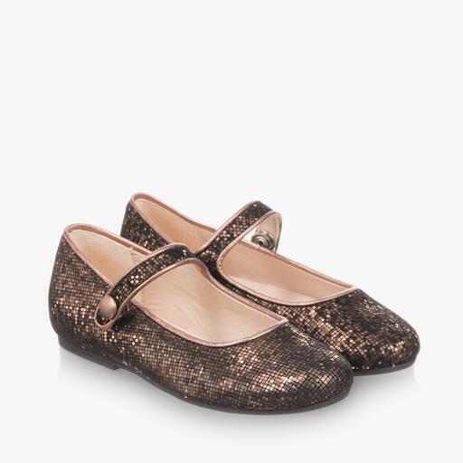 Manuela de Juan-Girls Bronze Leather Pumps | Childrensalon Outlet
