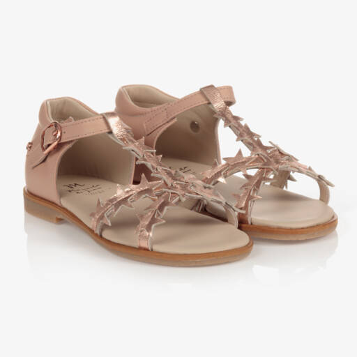 Manuela de Juan-Girls Pink Leather Sandals | Childrensalon Outlet