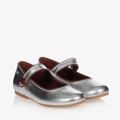 Manuela de Juan-Girls Silver Leather Pumps | Childrensalon Outlet