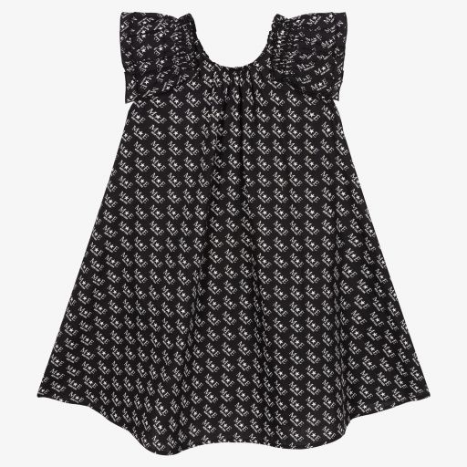Marc Ellis-Girls Black Cotton Logo Dress | Childrensalon Outlet