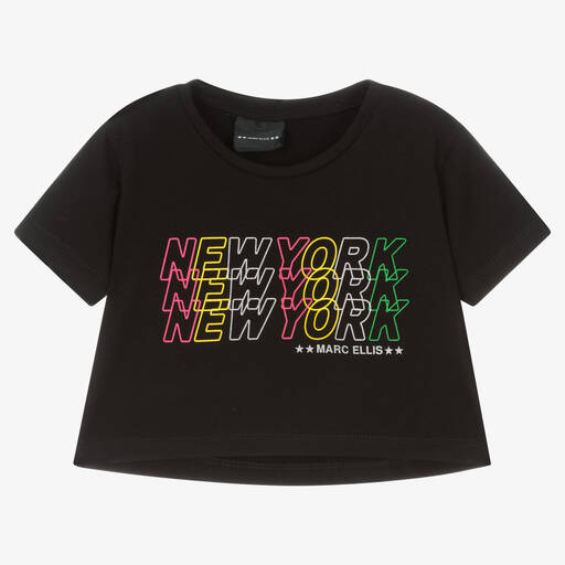 Marc Ellis-Girls Black Cotton Logo T-Shirt | Childrensalon Outlet