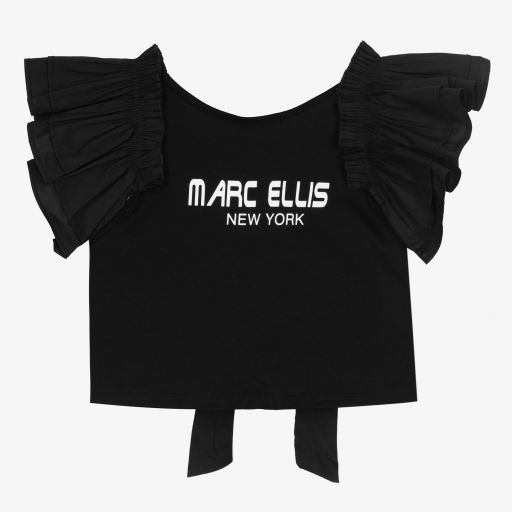 Marc Ellis-Girls Black Cotton T-Shirt | Childrensalon Outlet