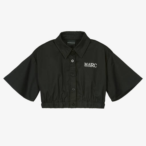 Marc Ellis-Girls Black Cropped Cotton Logo Shirt | Childrensalon Outlet