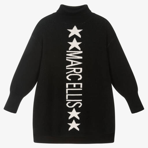Marc Ellis-Girls Black Knitted Logo Dress | Childrensalon Outlet