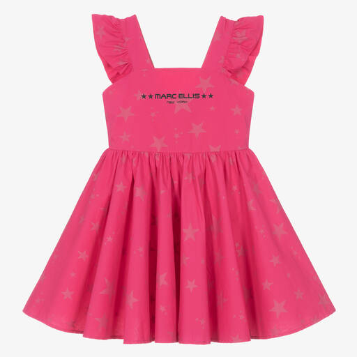 Marc Ellis-Girls Pink Star Print Logo Dress | Childrensalon Outlet