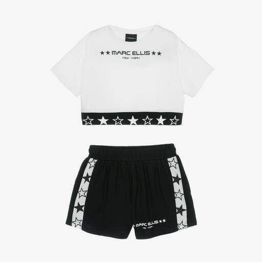 Marc Ellis-Ensemble short blanc noir à étoiles | Childrensalon Outlet